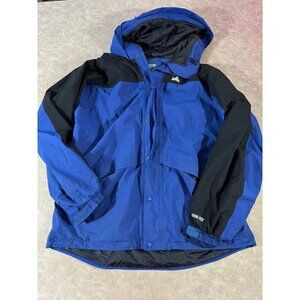 EMS Gore-Tex‎ Hoodie Jacket Mens XXL Blue Black Zip Snap Long Sleeve Pockets